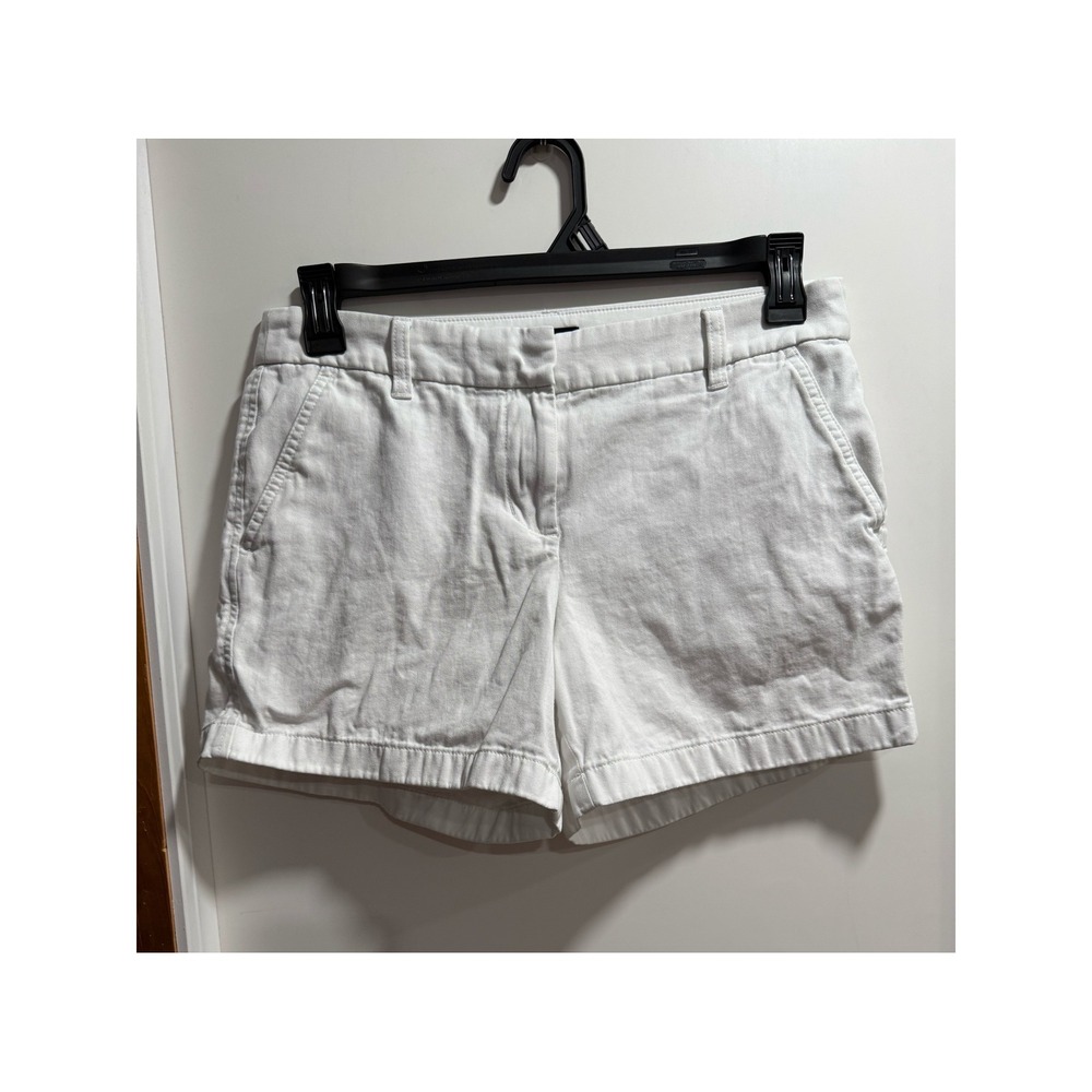 J.Crew Womens White Cotton Chino Shorts Size 6 H1453 Summer Casual Twill